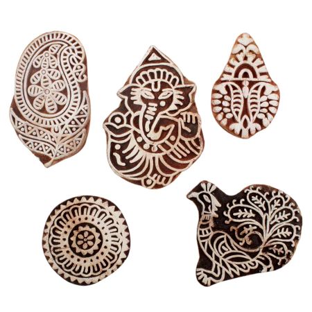 Set of 5 Piece New Mix Wooden Printing Blocks